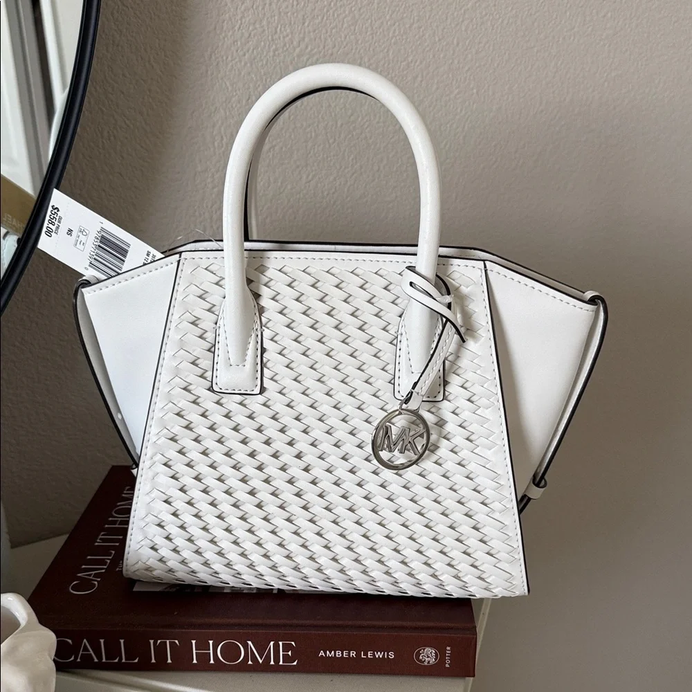 Michael Kors White Woven Satchel